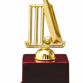 Gold Cricket Bat & Wicket Classic Trophy – Classic Cricket Award