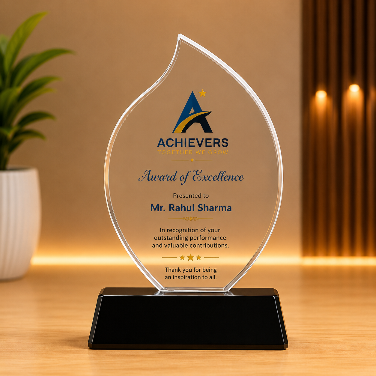 Elegant Teardrop Clear Acrylic Trophy