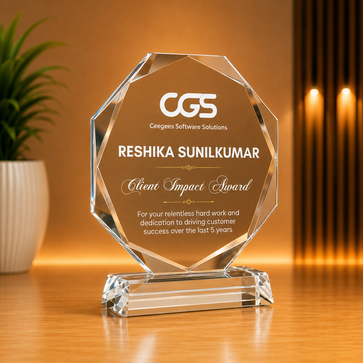 Premium Faceted Crystal Trophy