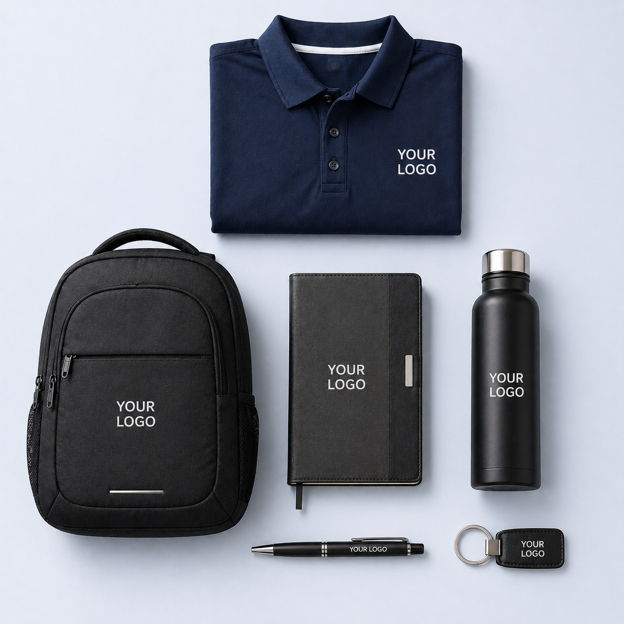 Employee joining kit packed with branded merchandise